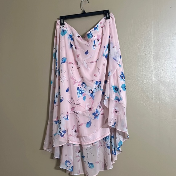 Lane Bryant Skirt Sz 18/20 Blue/Pink Floral Hi-Lo Elastic Waist Chiffon Casual - Picture 1 of 6